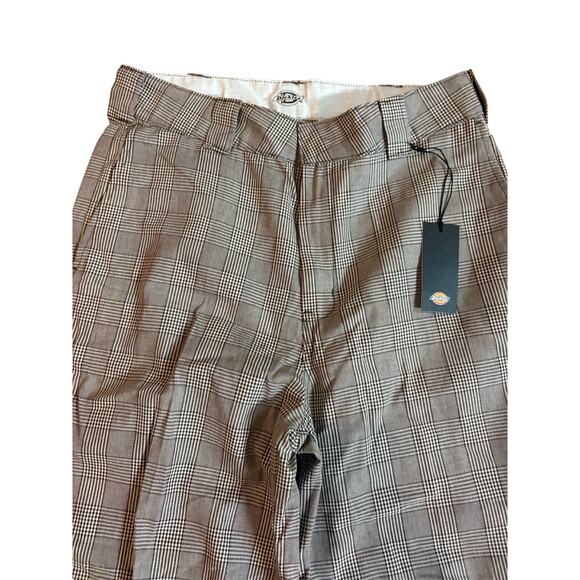 Dickies Brown Gingham Women's Pants 8R New with Tags Straight Leg - Picture 4 of 4